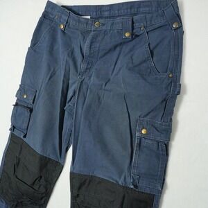 Carhartt 100233 Men's Blue Cargo Work Double Knee Ripstop Actual Size‎ 38x32